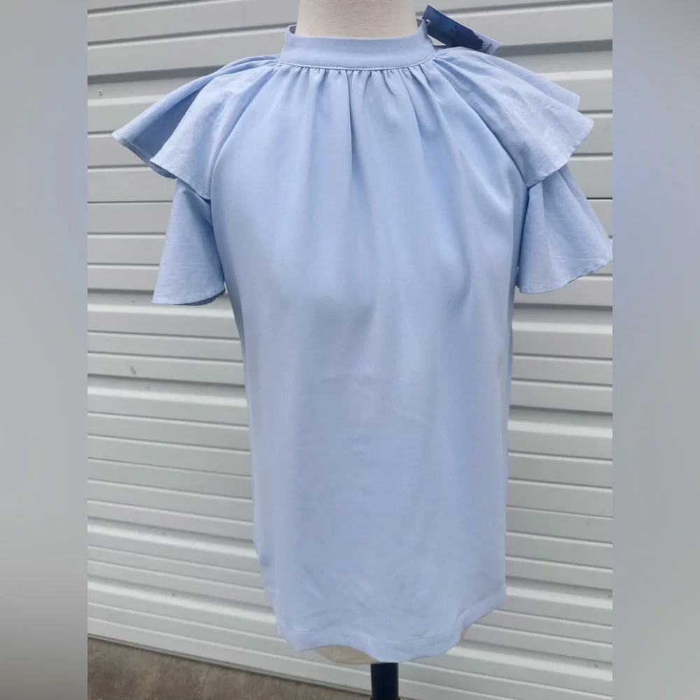 TCEC Light Blue Ruffle Sleeve Boutique top size S